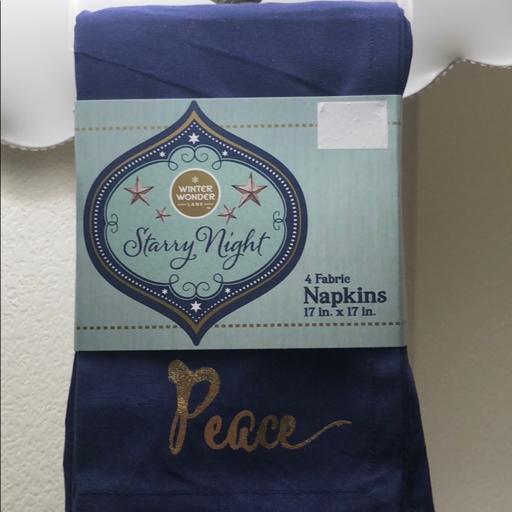 5 Fabric napkins Peace Joy Marry Noel holiday